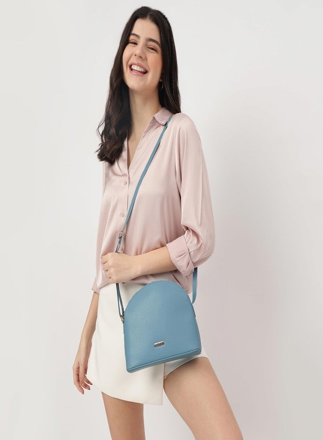 Fastrack Sling Bag For Women | Faux Leather Sling With Adjustable Belt and Quick Access Pocket | Zip Closure and Spacious Interior | Trendy Handbags, Blue - Image 2